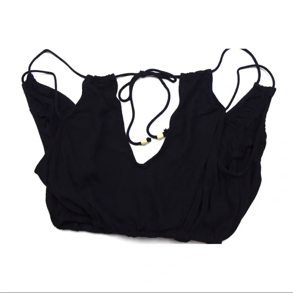 FREE PEOPLE Deep V Loose Fitting Bralette Top w/ Beads on strings - Picture 5 of 9